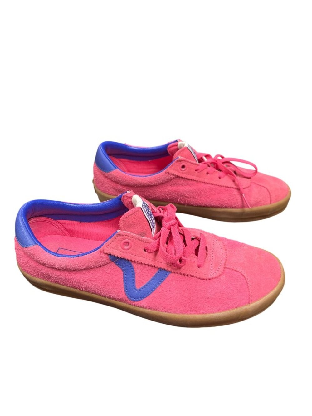 Vans Off The Walls wms pink blue suede low top sneakers shoes sz 9.5 SKU 10-250